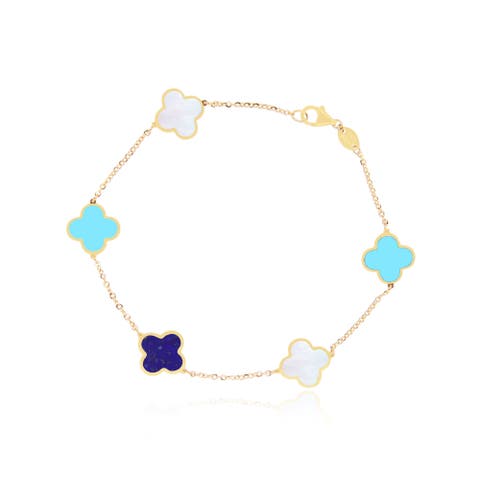 Small Blue Mixed Clover Bracelet