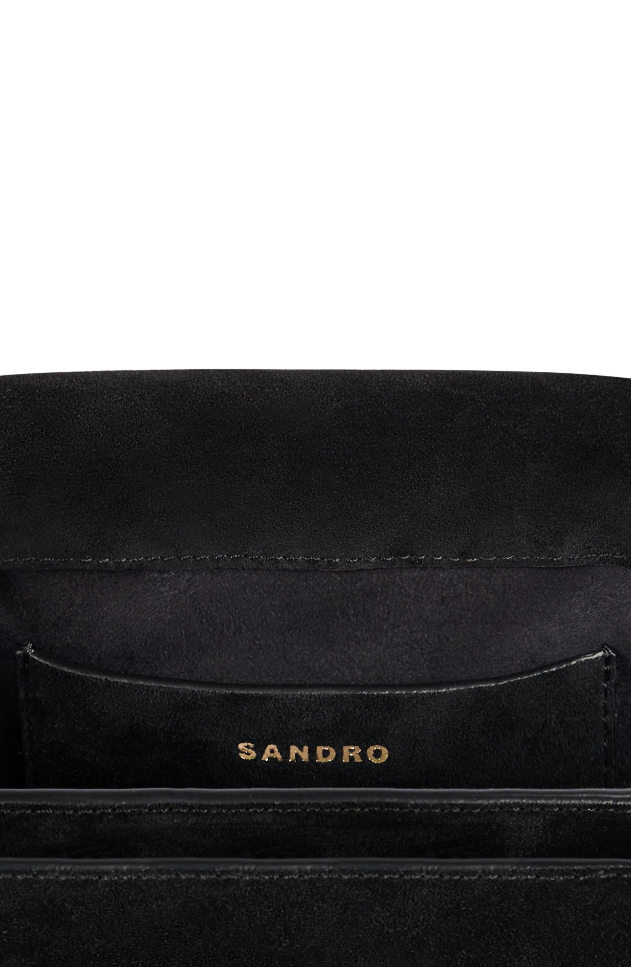 SANDRO LE MAMBO suede bag, Alternate, color, Black