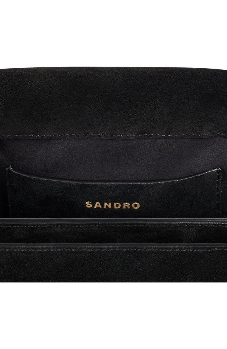 SANDRO LE MAMBO suede bag, Alternate, color, Black