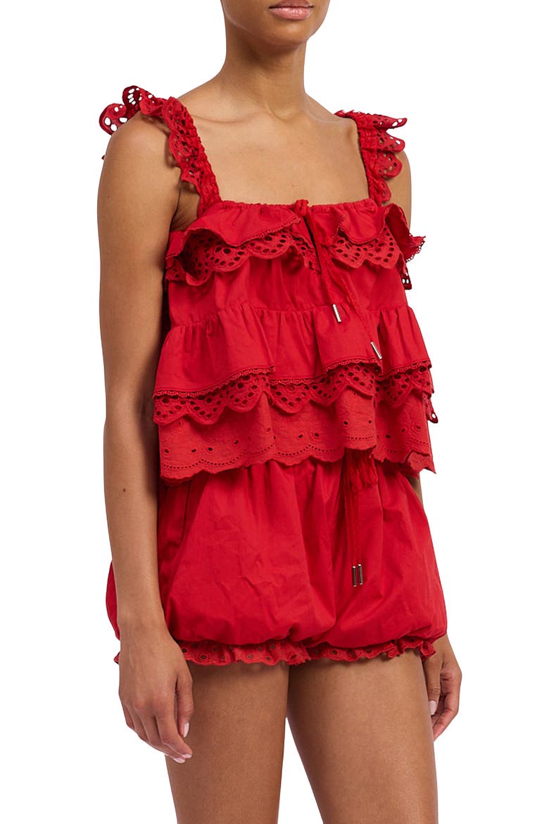 Monterey Ruffle Top, Alternate, color, RED