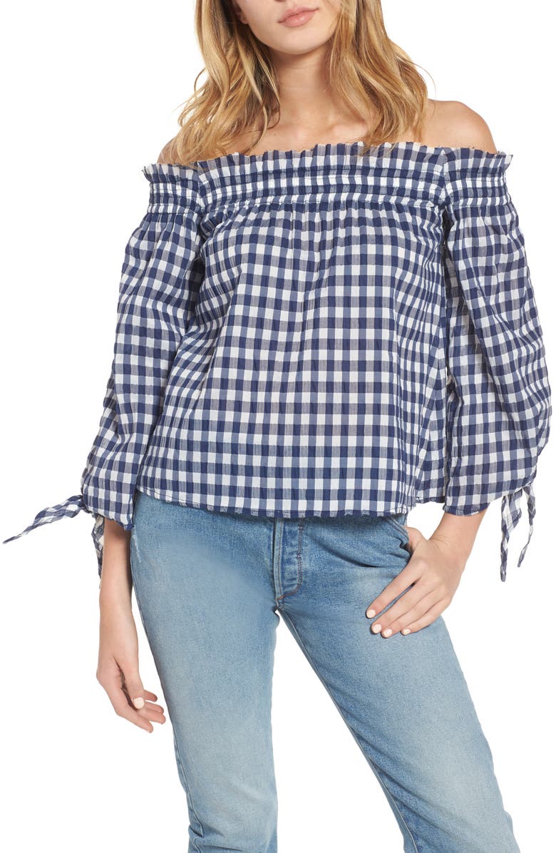 McGuire Pina Gingham Off the Shoulder Top, Main, color, 