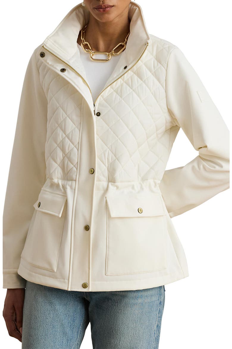 Mixed Media Quilted Jacket, Main, color, CREAM
