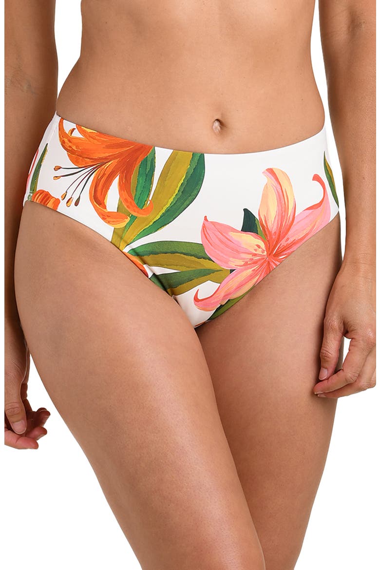 Jungle Blossoms Mid Rise Bikini Bottoms, Main, color, ORANGE MULTI