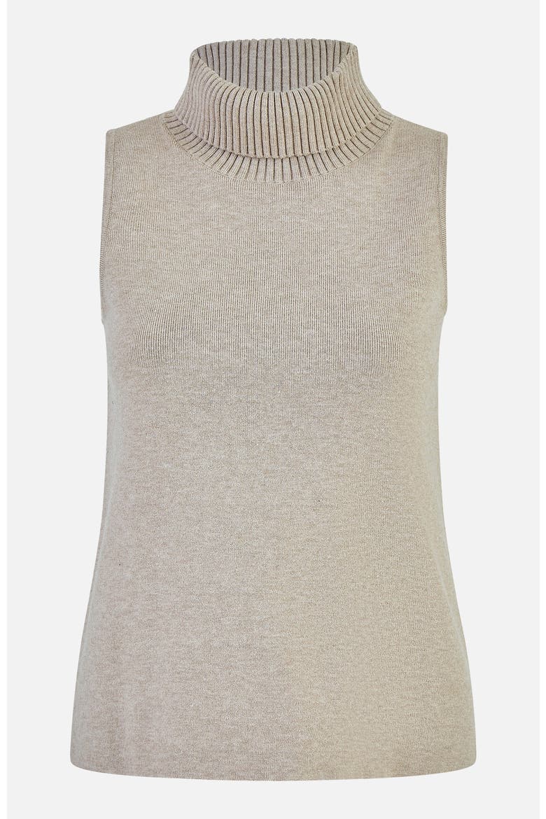 Knitted Roll Neck Sleeveless Jumper, Alternate, color, Oatmeal