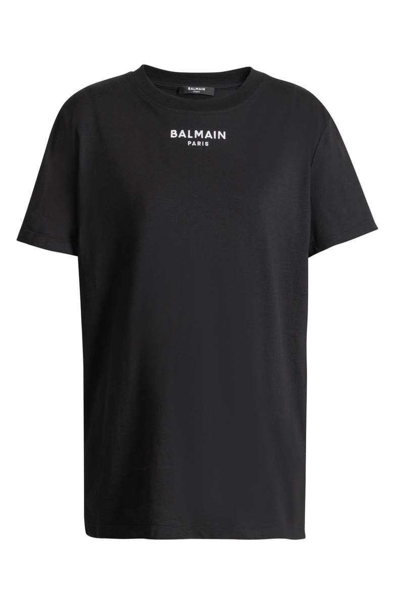 Balmain Embroidered Balmain Paris T-shirt, Alternate, color, Black
