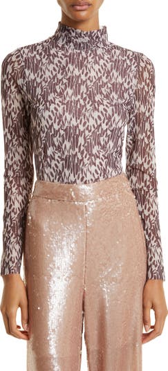 Ted Baker Jumila Fitted High Neck Top - Ruching Detail, Long Sleeve, Slim Fit, Polyester/Elastane Blend
