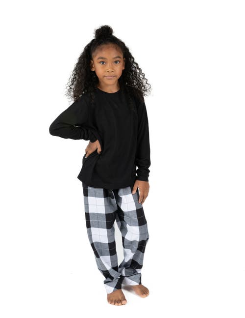 Leveret Kids Flannel Printed Holiday Pajama Set In Black