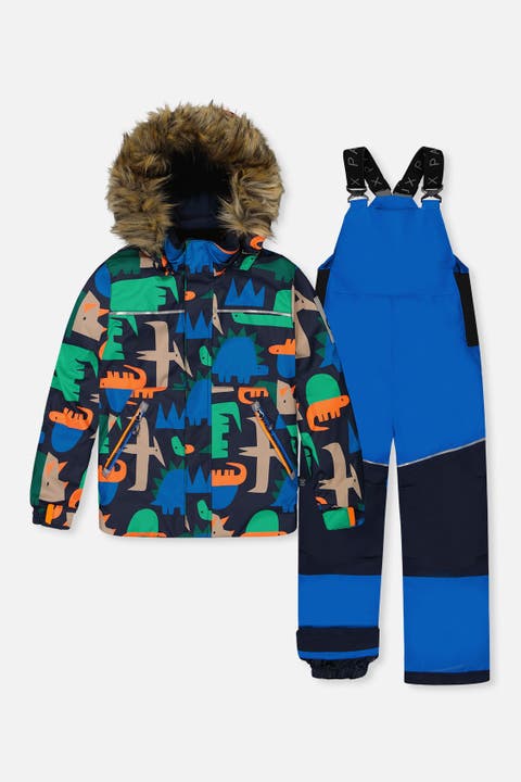 Dinosaur Discover Fleece Jacket Snow Pants Two Piece Snowsuit