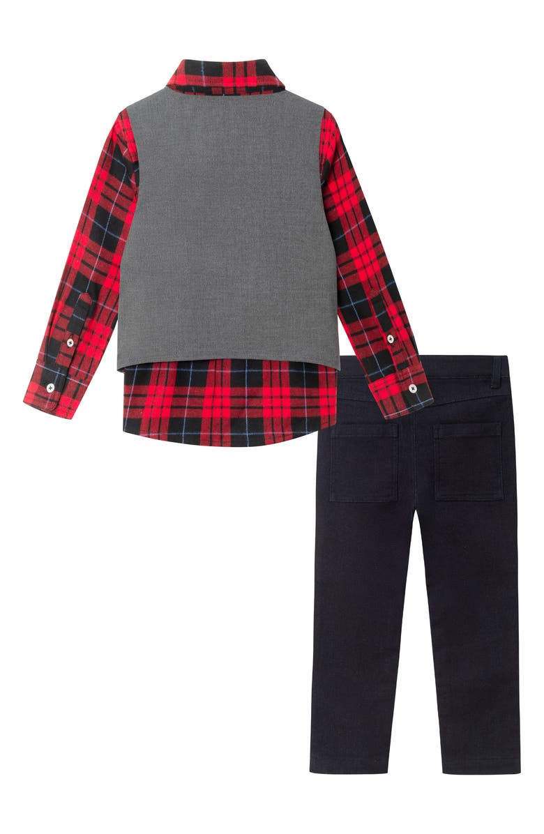 Andy & Evan Kids' Button-Up Shirt, Vest, Pants & Tie Set, Alternate, color, Red Plaid