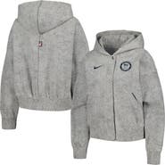 Nike Women's Nike Gray Team USA Media Day Oversized Cropped Hoodie Performance Full-Zip Jacket