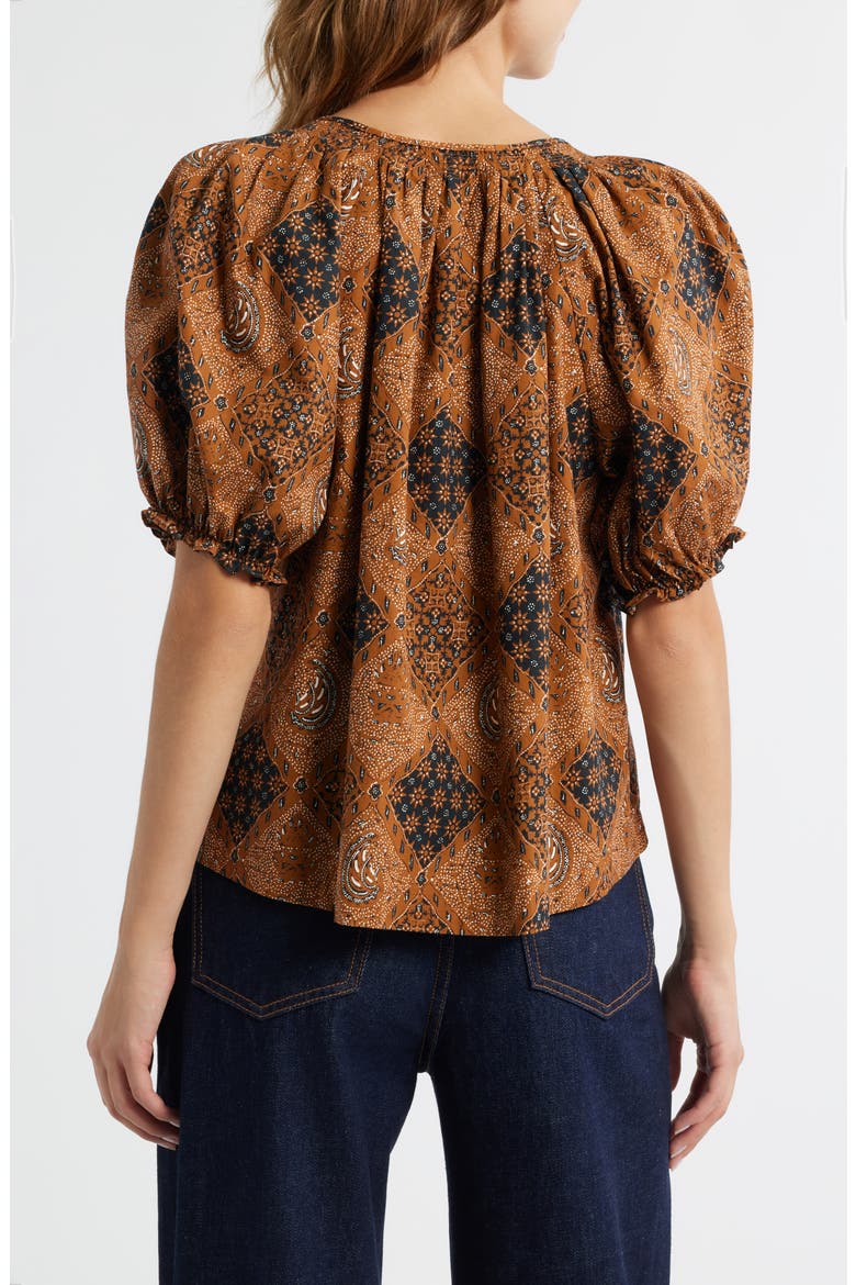 The Moorland Puff Sleeve Top, Alternate, color, GEO BANDANA PRINT