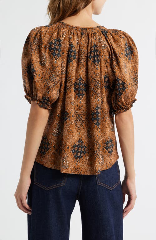 The Great . The Moorland Puff Sleeve Top In Brown