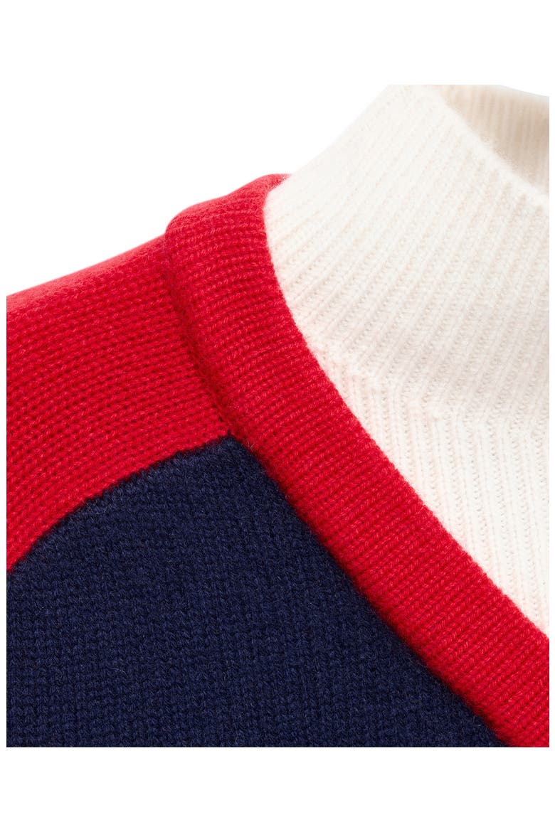 Contrast Wool Blend Sweater, Alternate, color, NAVY