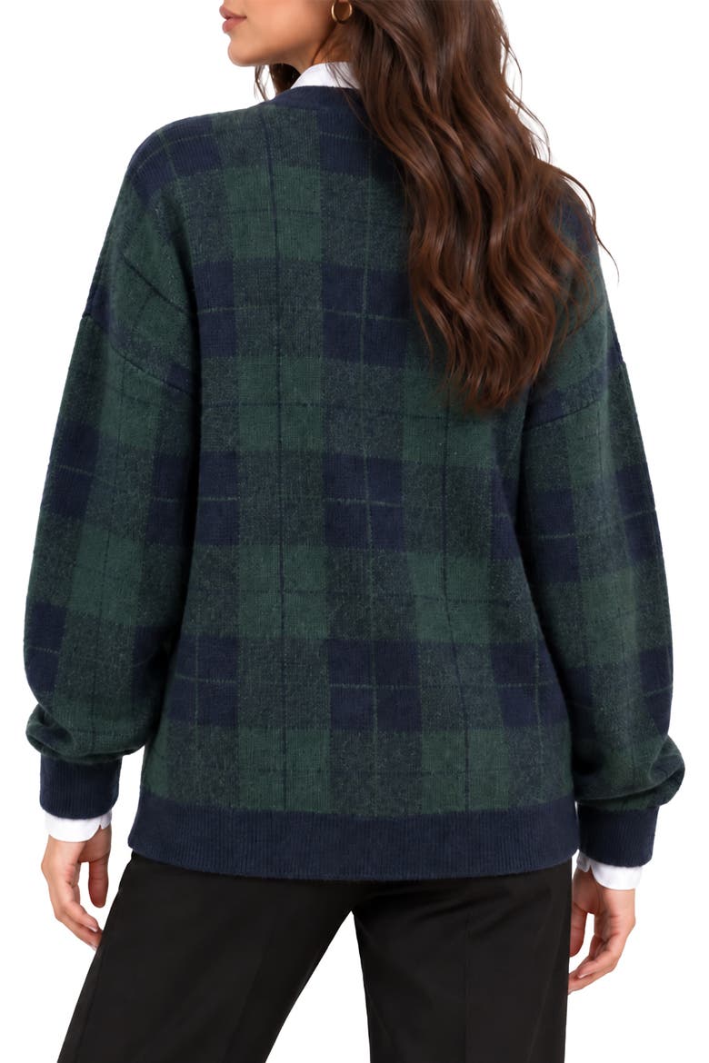 Checkmate Plaid Oversized Cardigan, Alternate, color, GREEN/ CHECKMATE PLAID