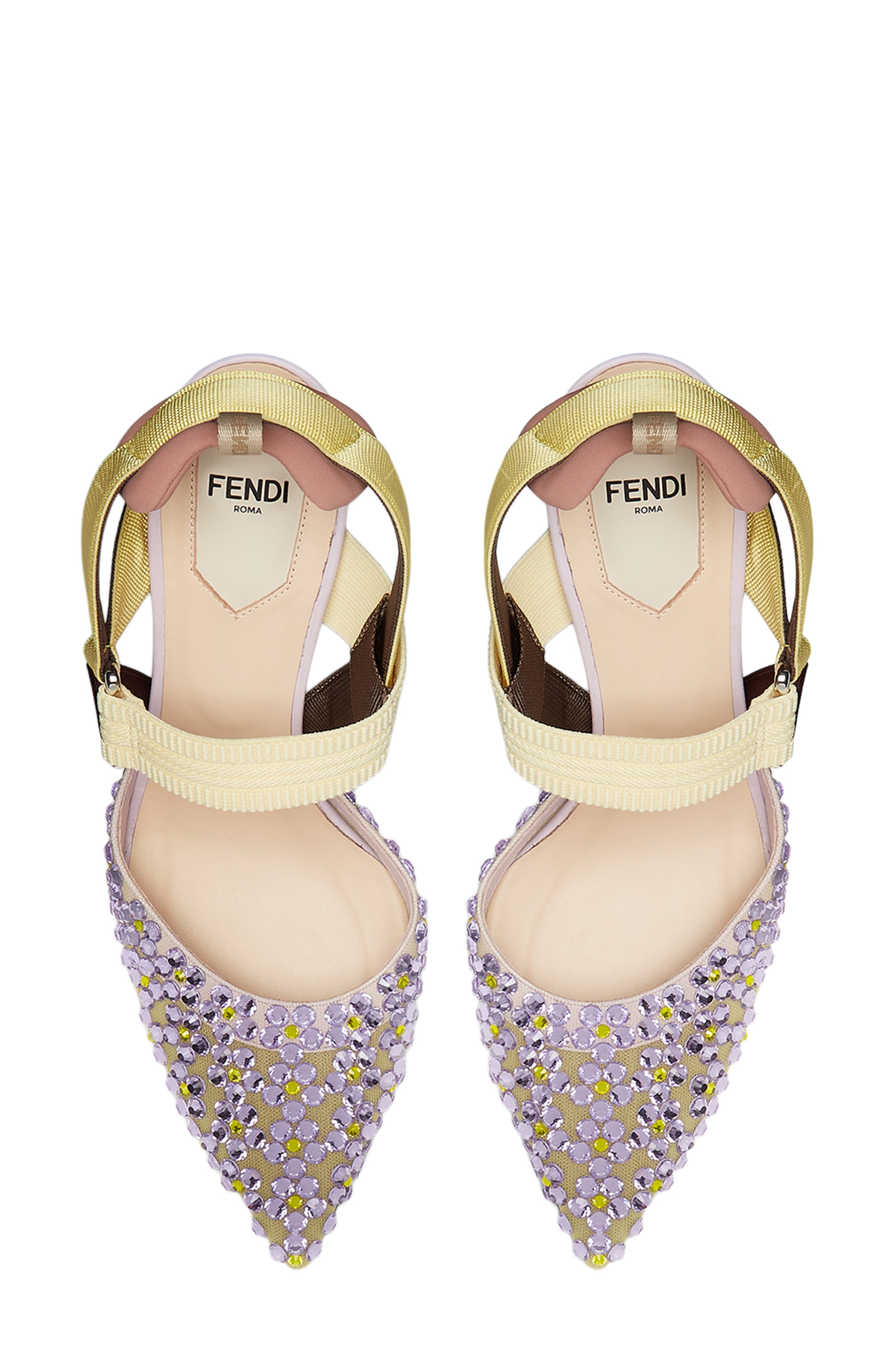 Fendi Colibri Crystal Embellished Slingback Pump, Alternate, color, Violet Citrine