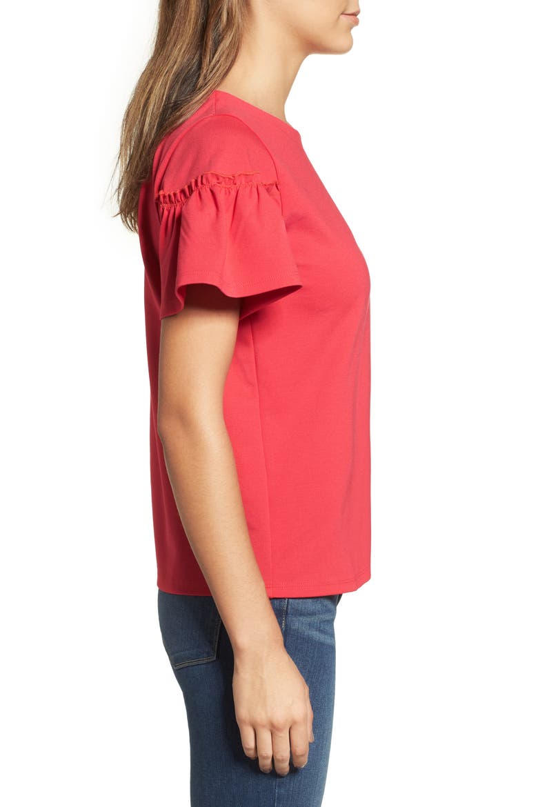 Ruffle Sleeve Top, Alternate, color, PINK RASPBERRY