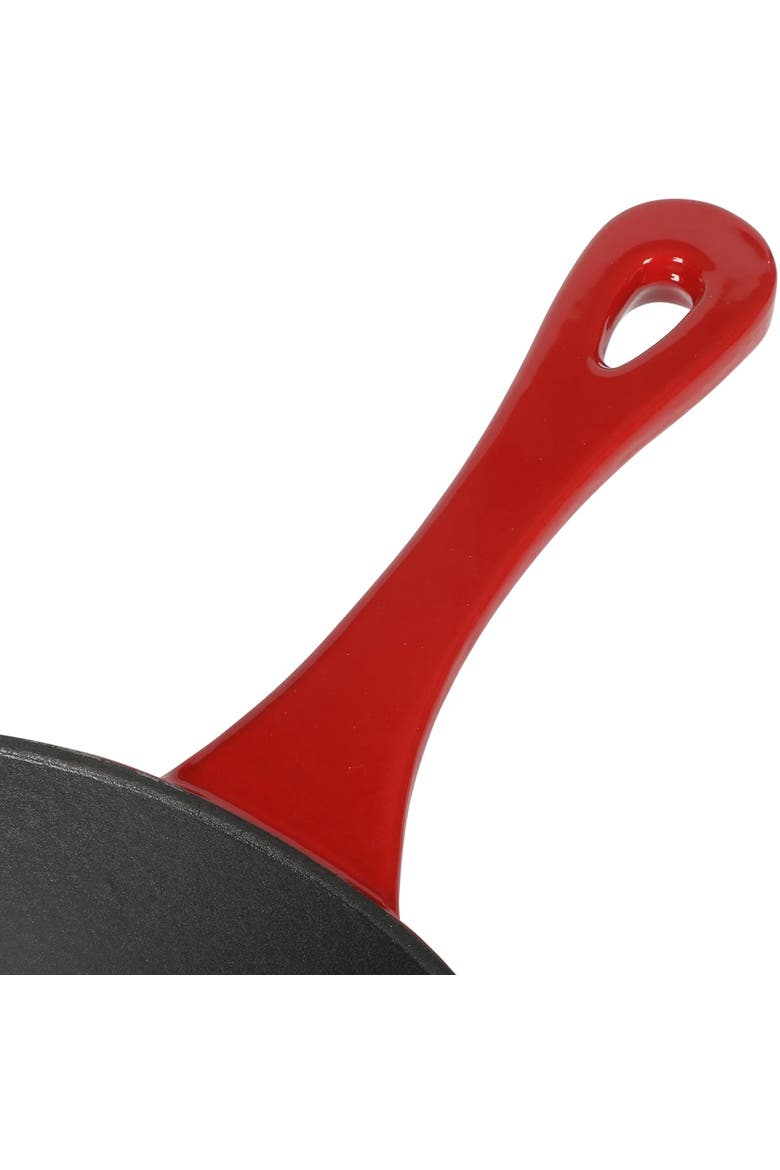 8 Inch Enameled Cast Iron Round Skillet, Alternate, color, Red