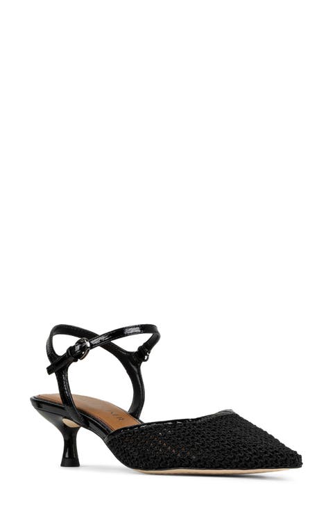 Ankle Strap Pointed Toe Kitten Heel Pump (Women)