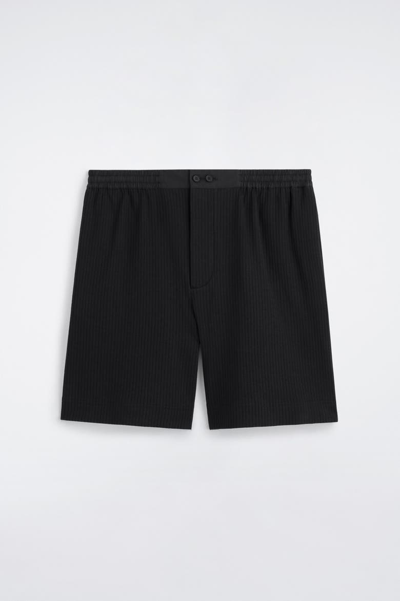 Ribbed Cotton-jersey Shorts, Alternate, color, BLACK