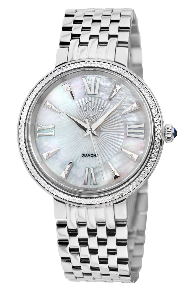 Women's Genoa Diamond Dial Bracelet Watch, 37mm, Main, color, SILVER