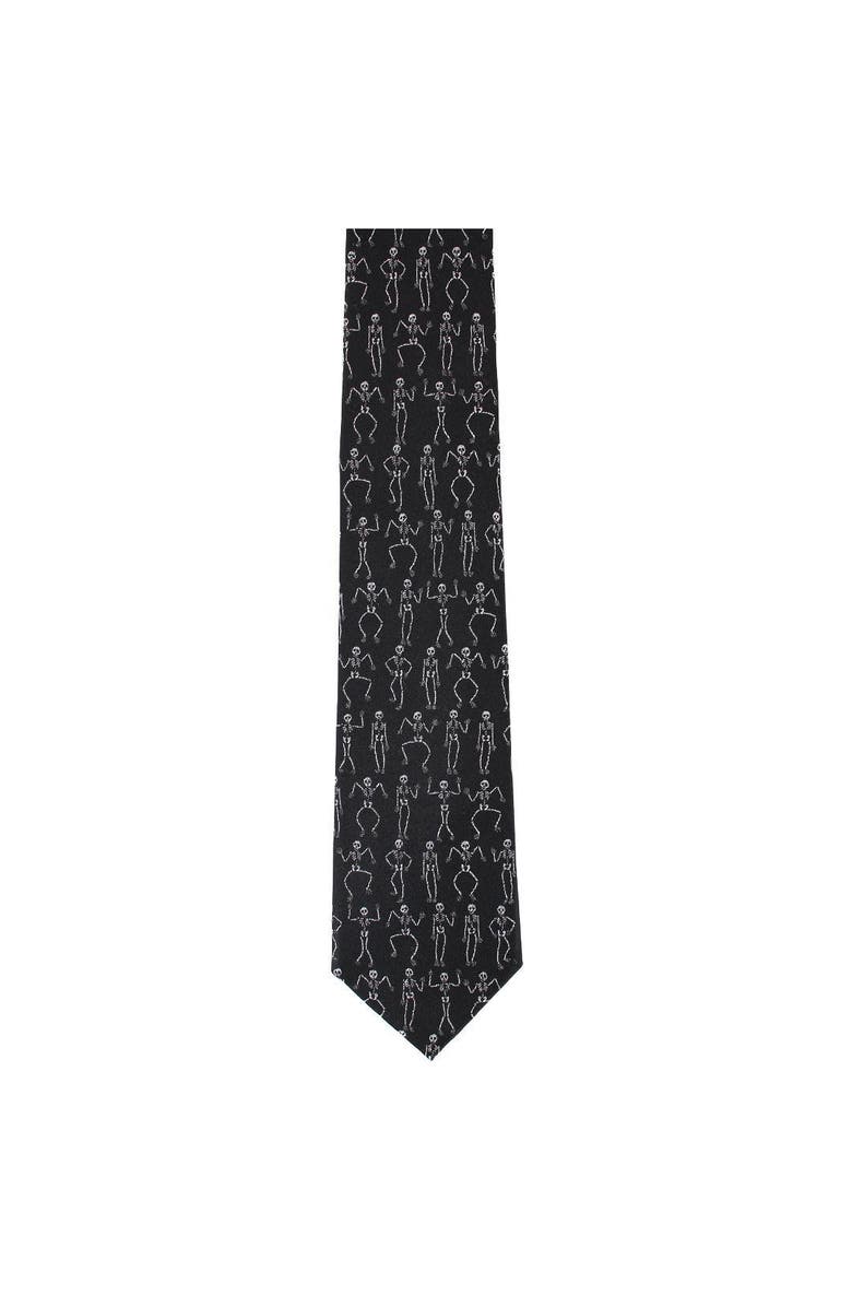 Trafalgar Big and Tall Davy Bones the Dancing Skeleton Silk Novelty Necktie, Alternate, color, Black