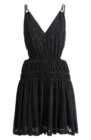 Maje Roany Polka Dot Velvet Minidress In Black