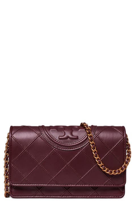 Tory Burch crossbody/convertible Burgundy Wine quilted deals leather handbag