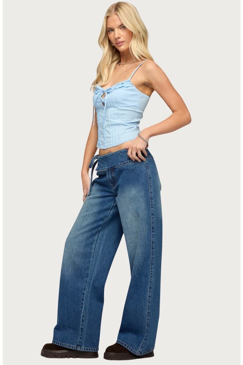 Kerah Ruffle Button-Up Camisole, Alternate, color, LIGHT-BLUE