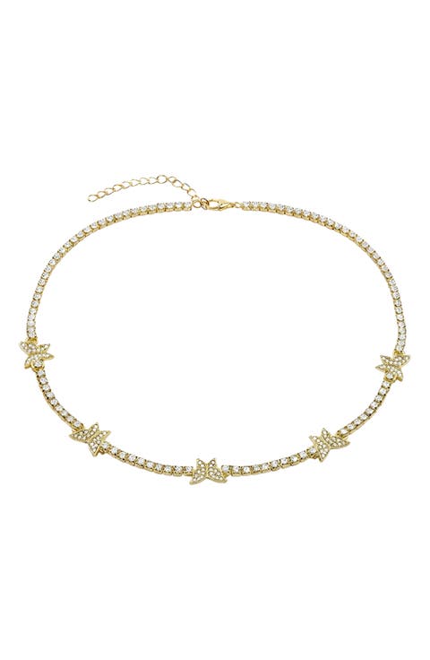 Pav Butterfly Collar Necklace