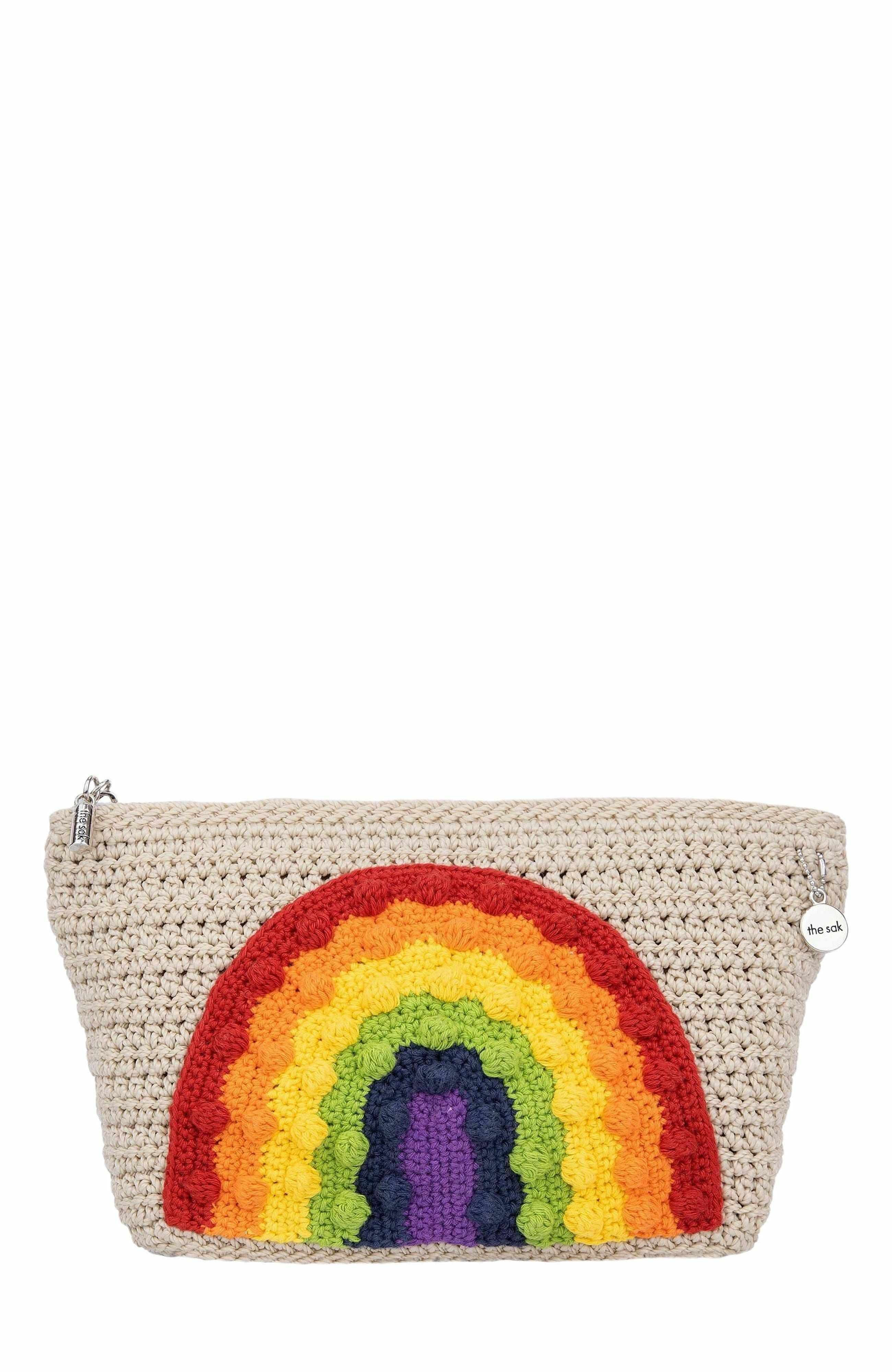 The Sak Essential Medium Pouch, Main, color, Rainbow Ecru