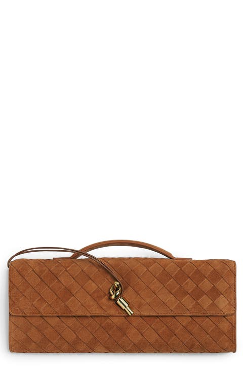 Long Andiamo Intrecciato Suede Clutch