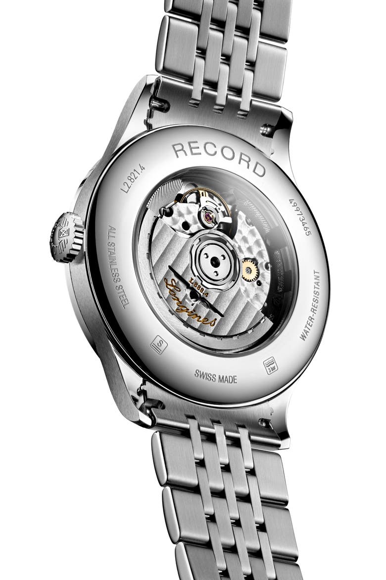 Record Automatic Bracelet Watch, 40mm, Alternate, color, WHITE