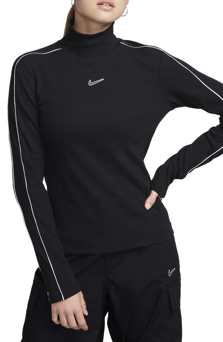 Nike Rib Cotton Turtleneck Top, Main, color, 