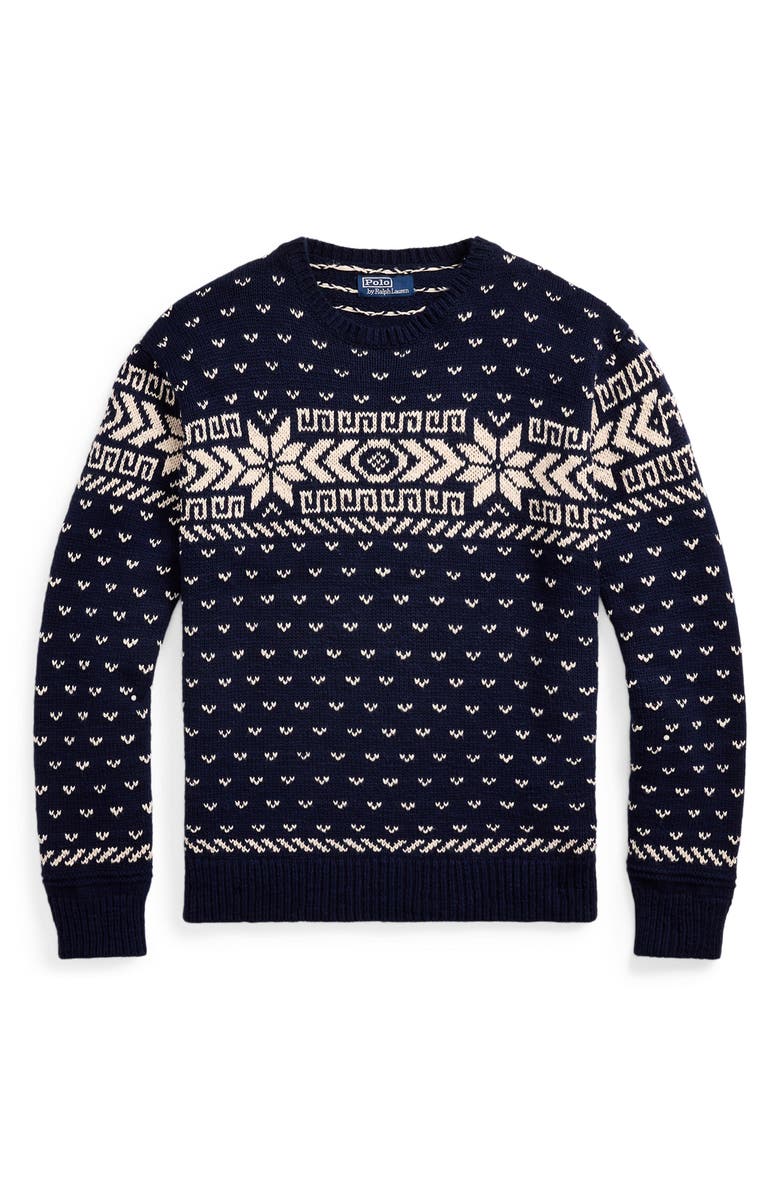 Polo Ralph Lauren Snowflake Cotton & Cashmere Sweater, Alternate, color, 