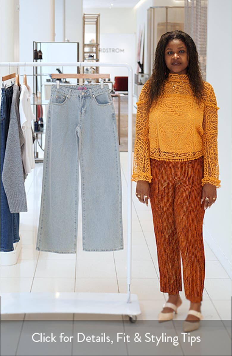 Bow Pocket Low Rise Wide Leg Jeans, sales video thumbnail