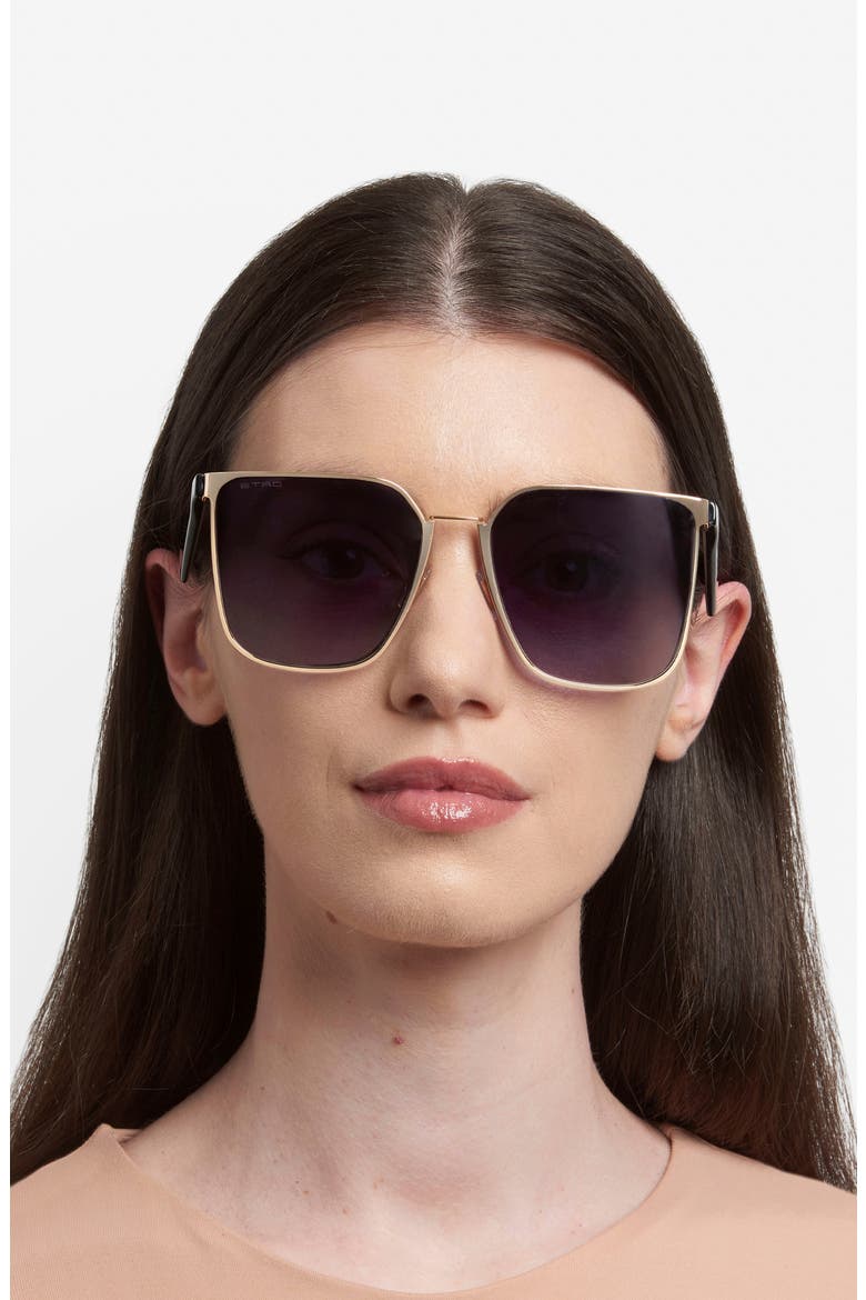 58mm Gradient Square Sunglasses, Alternate, color, ROSE GOLD/ DARK GREY SF