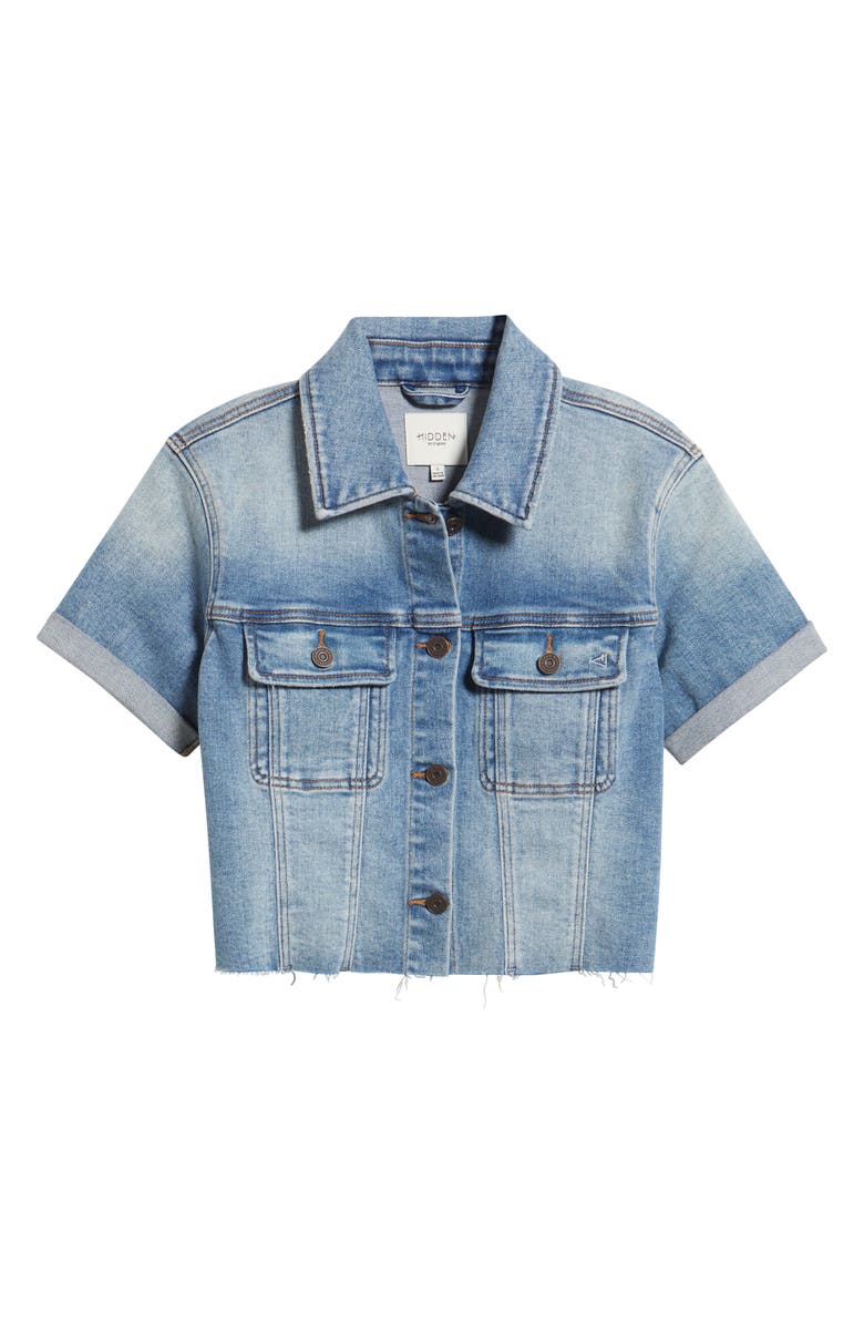 HIDDEN JEANS Short Sleeve Crop Denim Jacket, Alternate, color, Medium Wash
