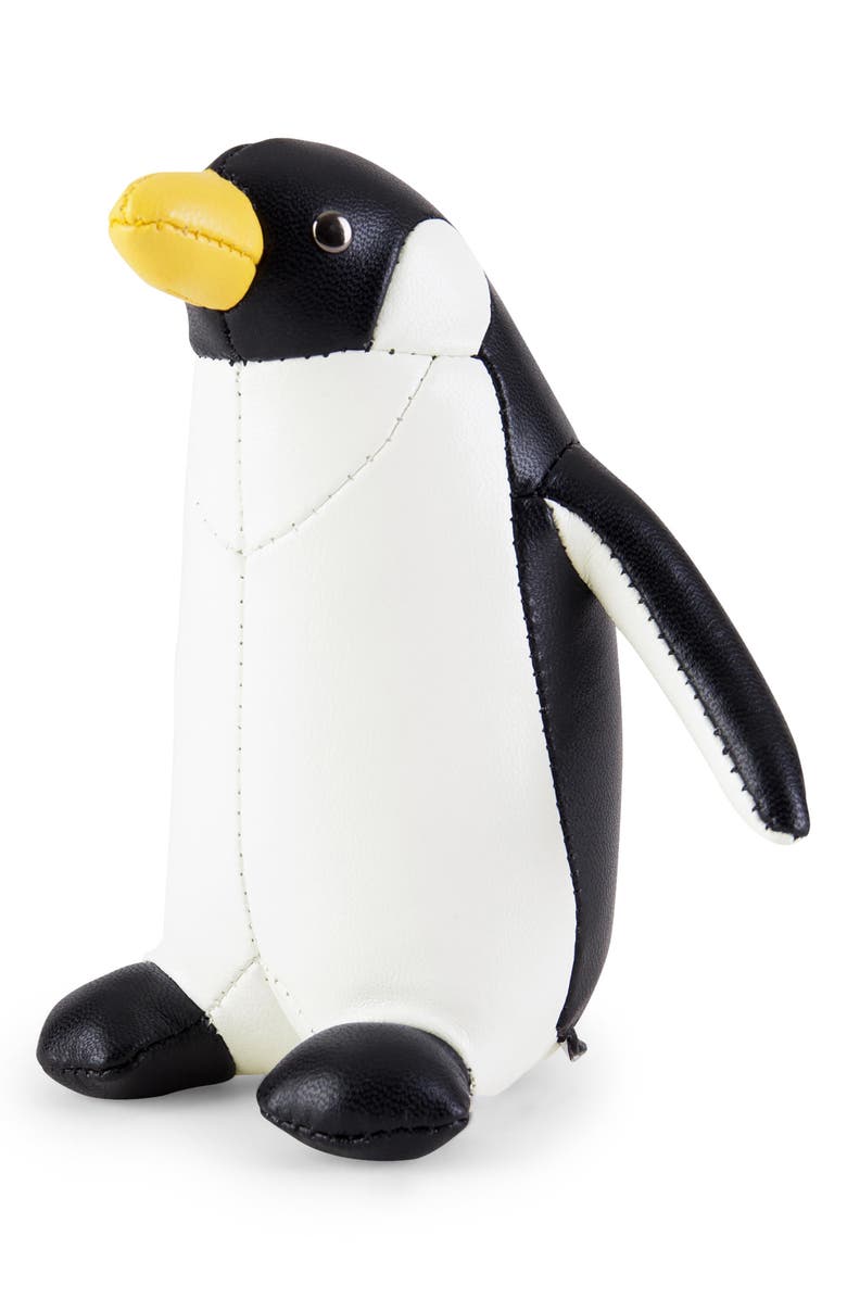 Zuny Penguin Faux Leather Paperweight, Main, color, Black White