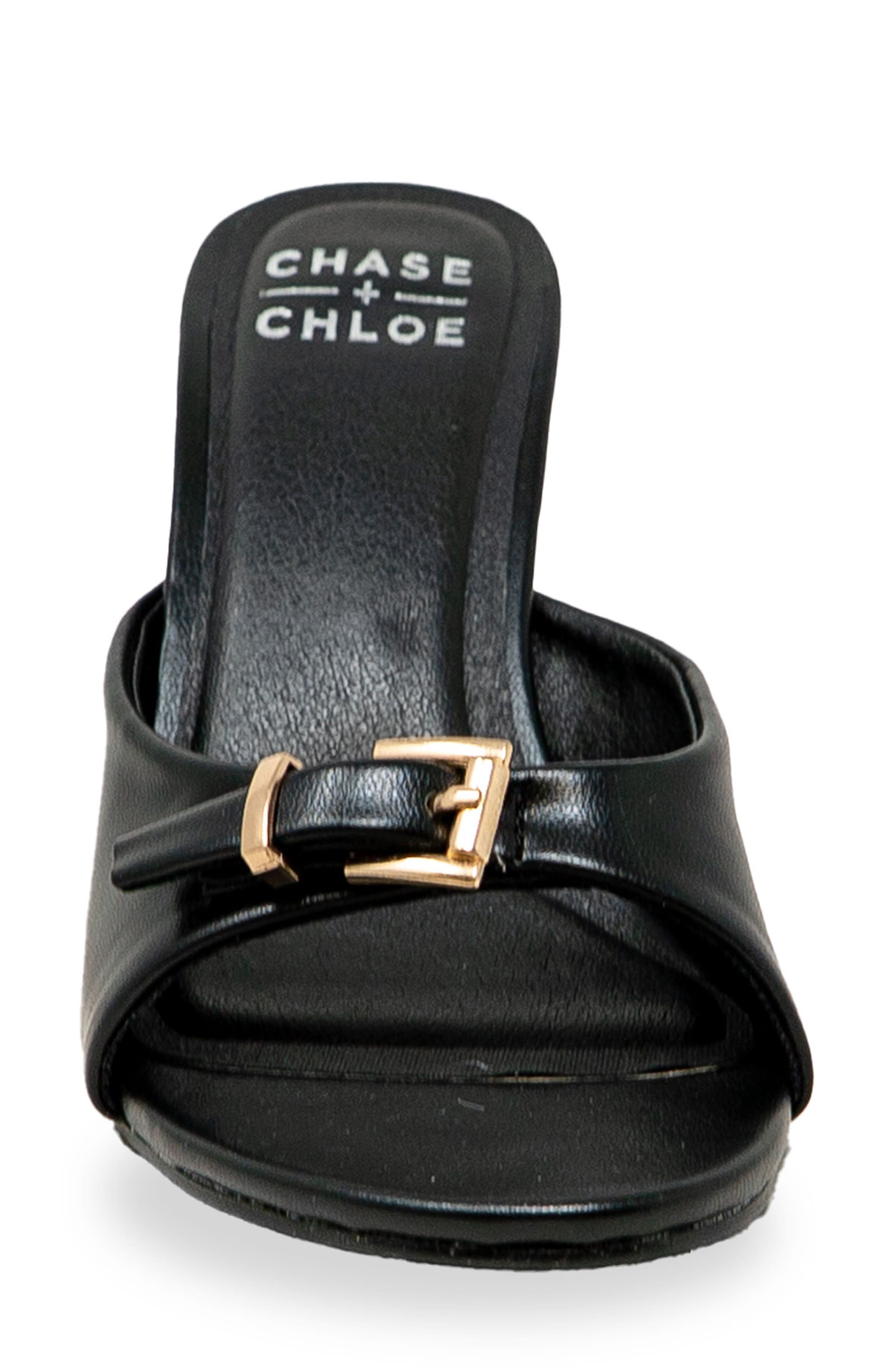 CHASE AND CHLOE Iridessa Buckle Slide Sandal, Alternate, color, Black