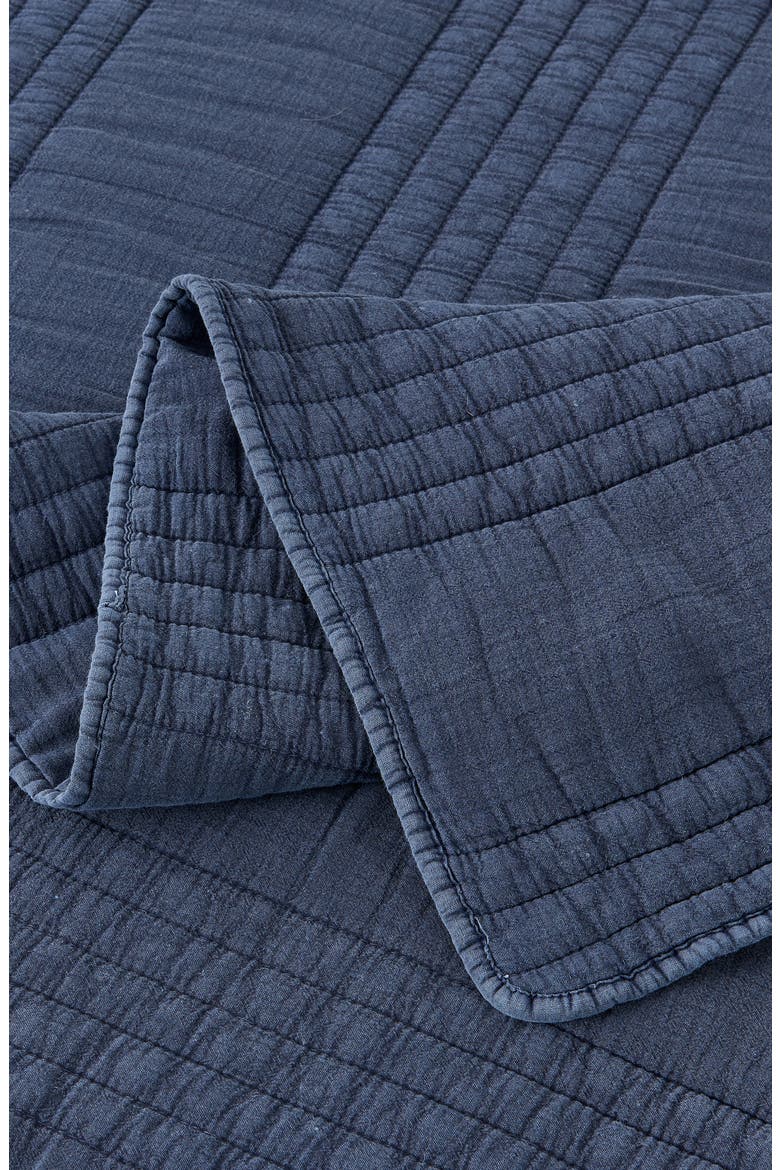 Stone Washed Cotton Quilt & Sham Set, Alternate, color, NAVY