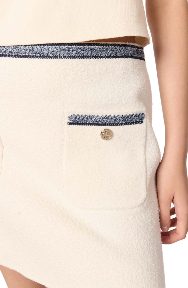 maje Short skirt with contrasting trim, Alternate, color, Ecru