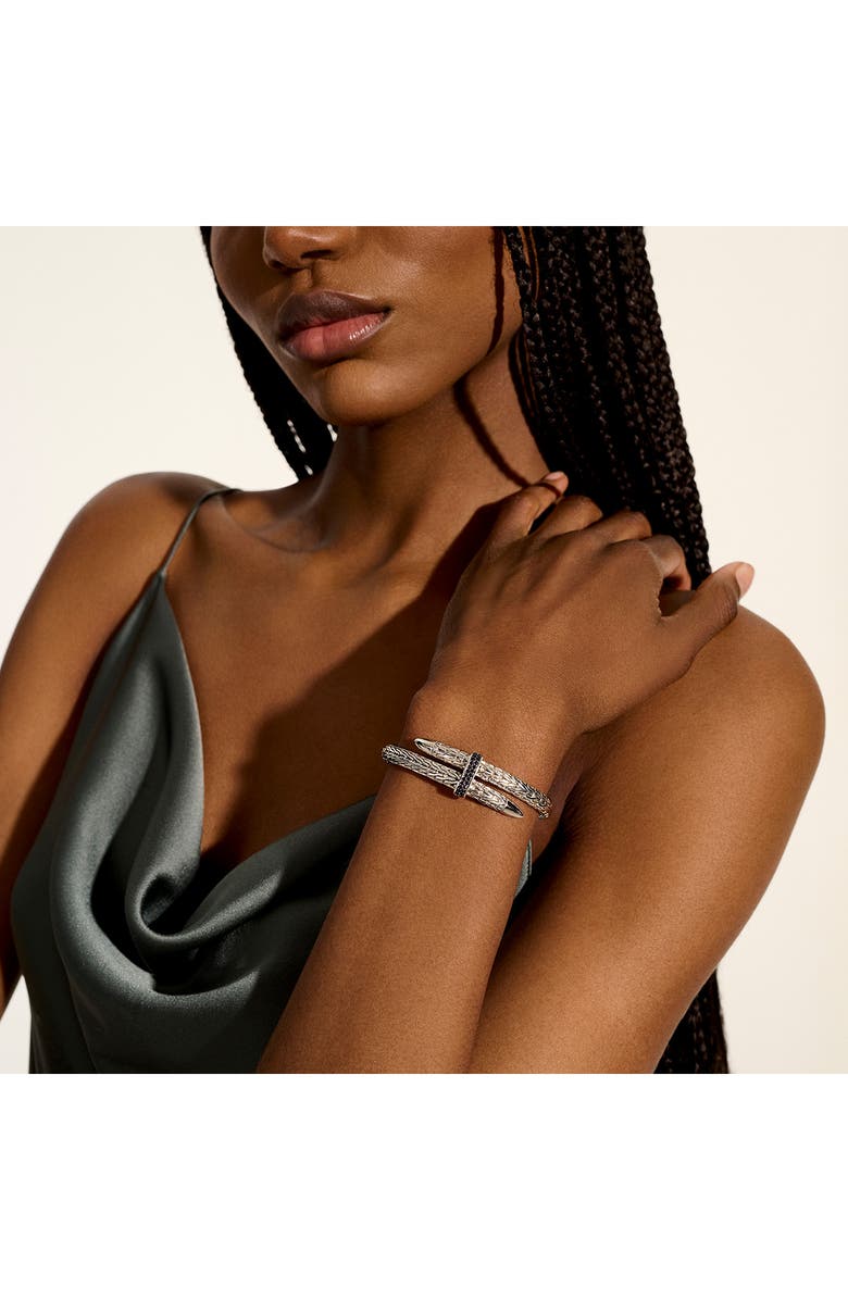 John Hardy Spear Flex Cuff, Sterling Silver, Gemstones, Alternate, color, Silver/ Black