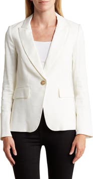 Veronica Beard Cutaway Linen Blend Blazer