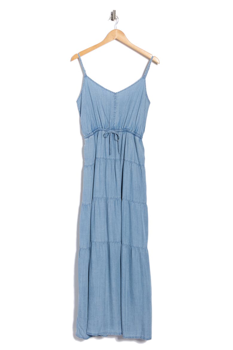 Audriana Denim Tiered Maxi Dress, Alternate, color, INDIGO BLUE