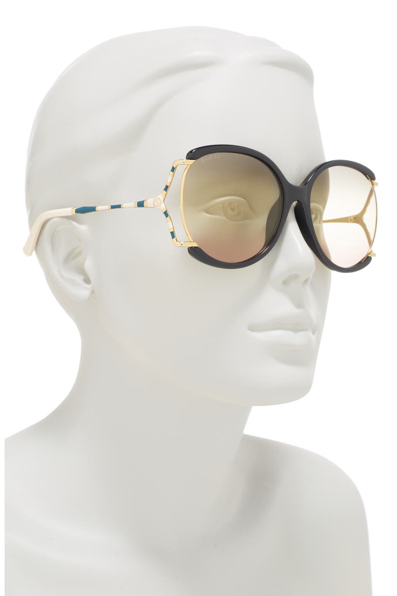 60mm Oval Sunglasses, Alternate, color, BLACK GOLD GREY/ GRY