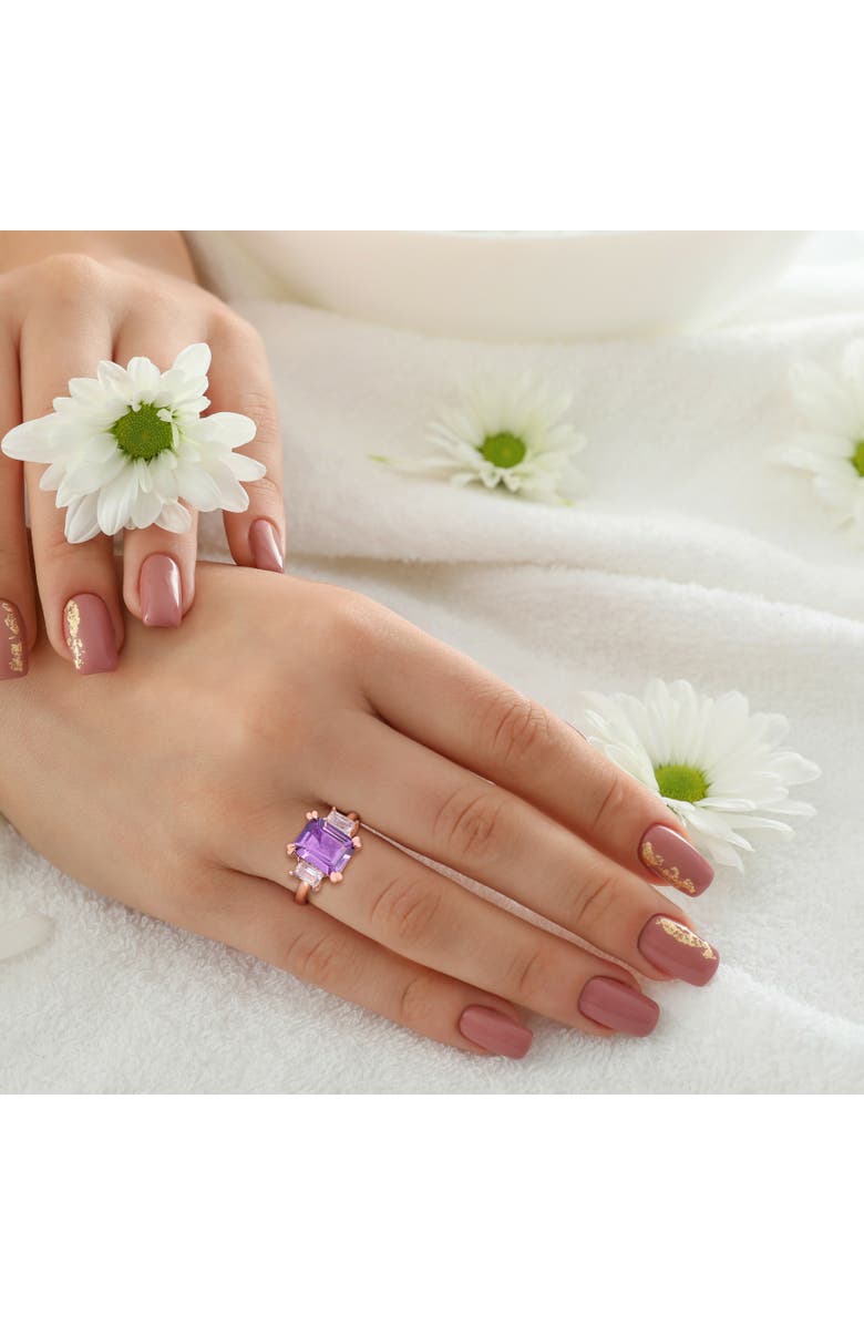 Julianna B. Gemstones Octagon 3-Stone Ring, Alternate, color, Amethyst/Rose-Plated