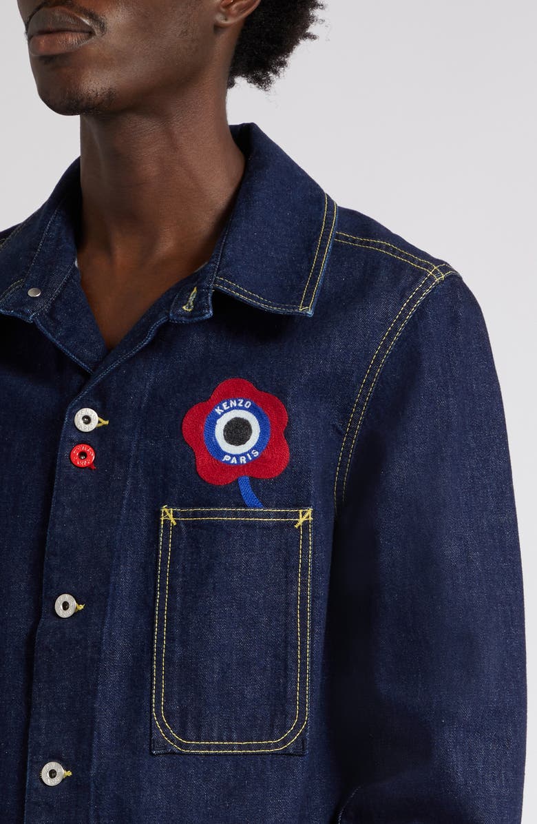 KENZO Target Logo Denim Workwear Jacket, Alternate, color, 
