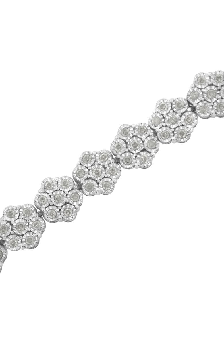 Haus of Brilliance Silver 2.0 cttw Diamond 7 Stone Floral Cluster Link Bracelet, Alternate, color, White