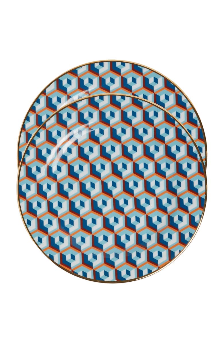 La DoubleJ Dessert Plates Set Of 2 Cubi Blue, Main, color, Cubi Blue