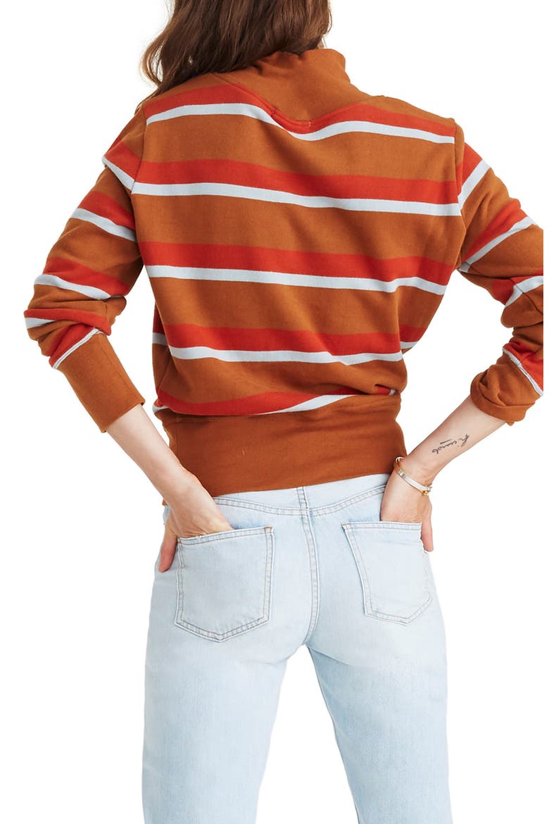 Stripe Turtleneck Sweatshirt, Alternate, color, BURNT SIENNA